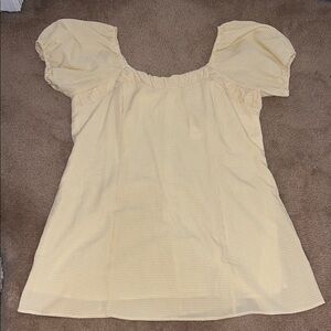 Yellow Gingham Puff Mini Dress